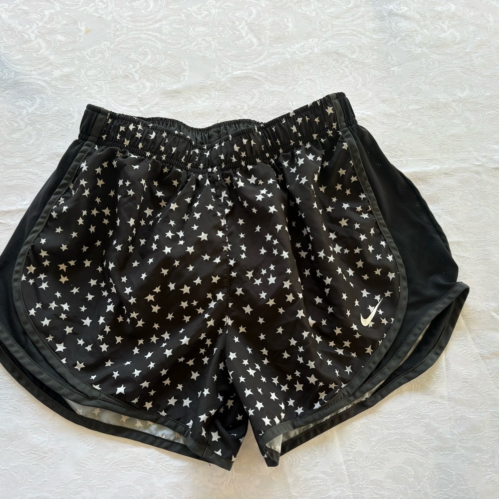 Nike Black Athletic Shorts with White Star Print